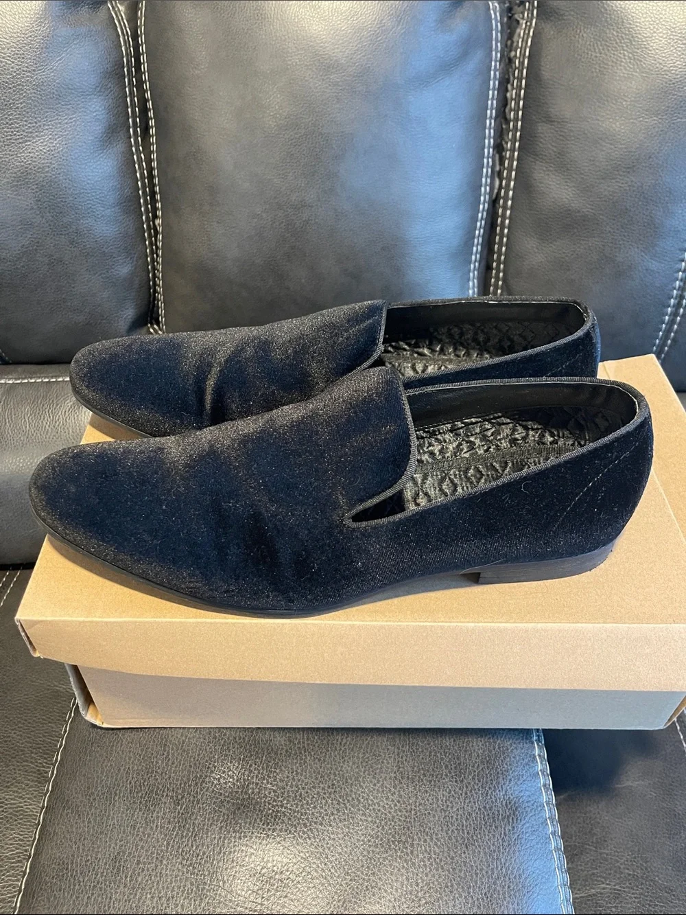 Steve Madden Black Velvet Slip-On Loafers